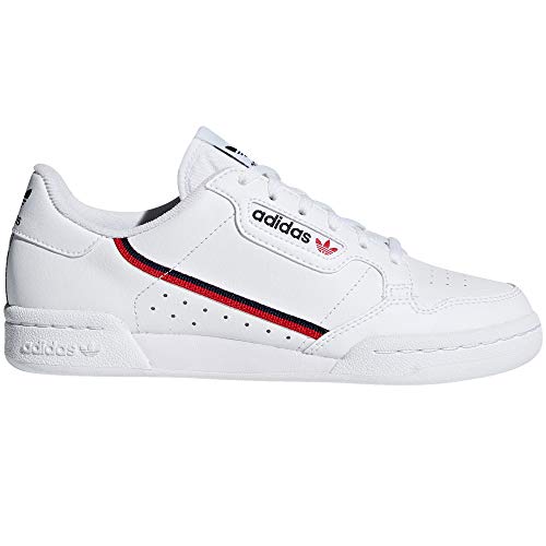 Adidas Continental 80 Weiß, Sneakers für Damen. Tennis, Sneaker. Vintage Nostalgie (36.5 EU, White/Scarlet/Navy)