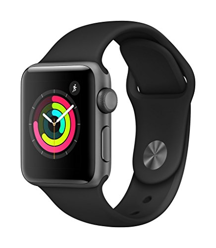 Apple Watch Series 3 GPS, 38 mm Aluminiumgehäuse, Space Grau, mit Sportarmband, Schwarz