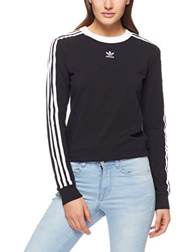 adidas Damen 3-Stripes Longsleeve, Black, 34