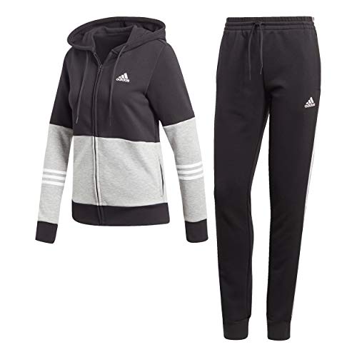 adidas Damen Cotton Energize Trainingsanzug, Black/Medium Grey Heather/White, S