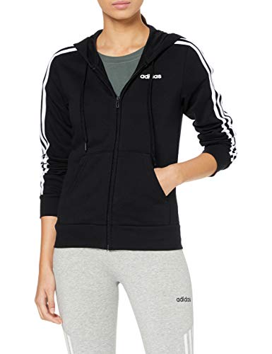 adidas Damen Essentials 3-Streifen Full-Zip Hoody, Black/White, S