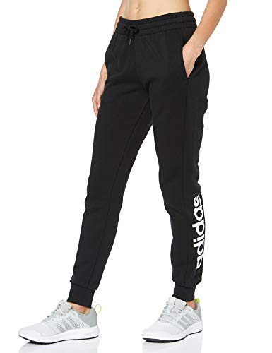 adidas Damen Essentials Linear Fleece Trainingshose, Black/White, M