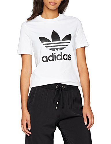 adidas Damen Trefoil Tee T-Shirt, Weiß (White/Black), D32