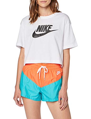 Nike Damen W NSW Tee ESSNTL CRP ICN FTRA T-Shirt, White/Black, XS