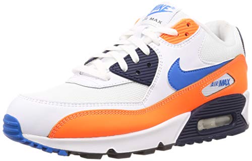 Nike Herren Air Max 90 Essential Leichtathletikschuhe, Mehrfarbig (White/Photo Blue/Total Orange 104), 47 EU