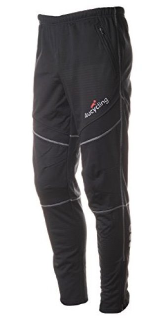 4Ucycling lang Fahrrad Hose Winddicht Thermo Fleece Radhose Laufhose Winter, Schwarz Classic,...