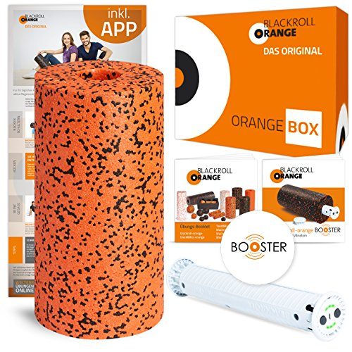 blackroll-orange Booster-Set PRO inkl. Faszienrolle Pro, Booster Booklet, Übungs-Booklet zur Faszienmassage mit Vibration und optionale kostenlose App