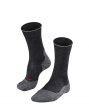 FALKE Herren Wandersocken TK2 Wool Silk, Schurwollmischung, 1 Paar, Grau (Anthracite Melange 3080), Größe: 44-45