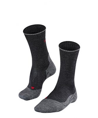 FALKE Herren Wandersocken TK2 Wool Silk, Schurwollmischung, 1 Paar, Grau (Anthracite Melange...