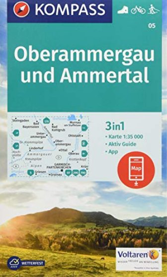 KOMPASS Wanderkarte Oberammergau und Ammertal: 3in1 Wanderkarte 1:35000 mit Aktiv Guide inklusive...