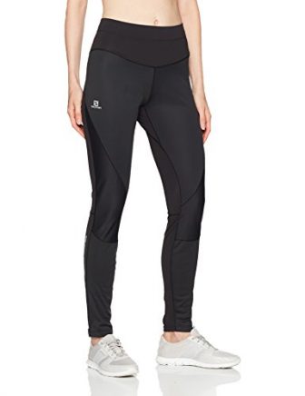 Salomon Damen Lange Winter-Laufhose Trail Runner WS, Synthetik-Mischgewebe, Schwarz, Größe: L