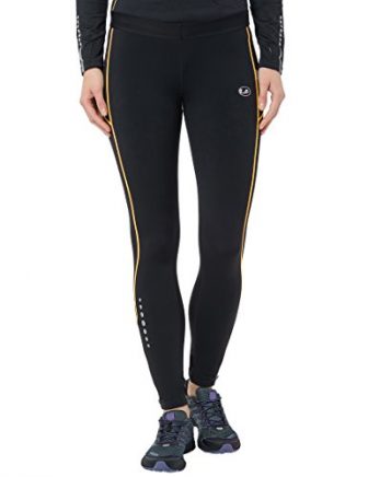 Ultrasport Damen Laufhose Thermo-Dynamic lang, gefüttert mit Quick-Dry-Funktion, schwarz/gelb, M